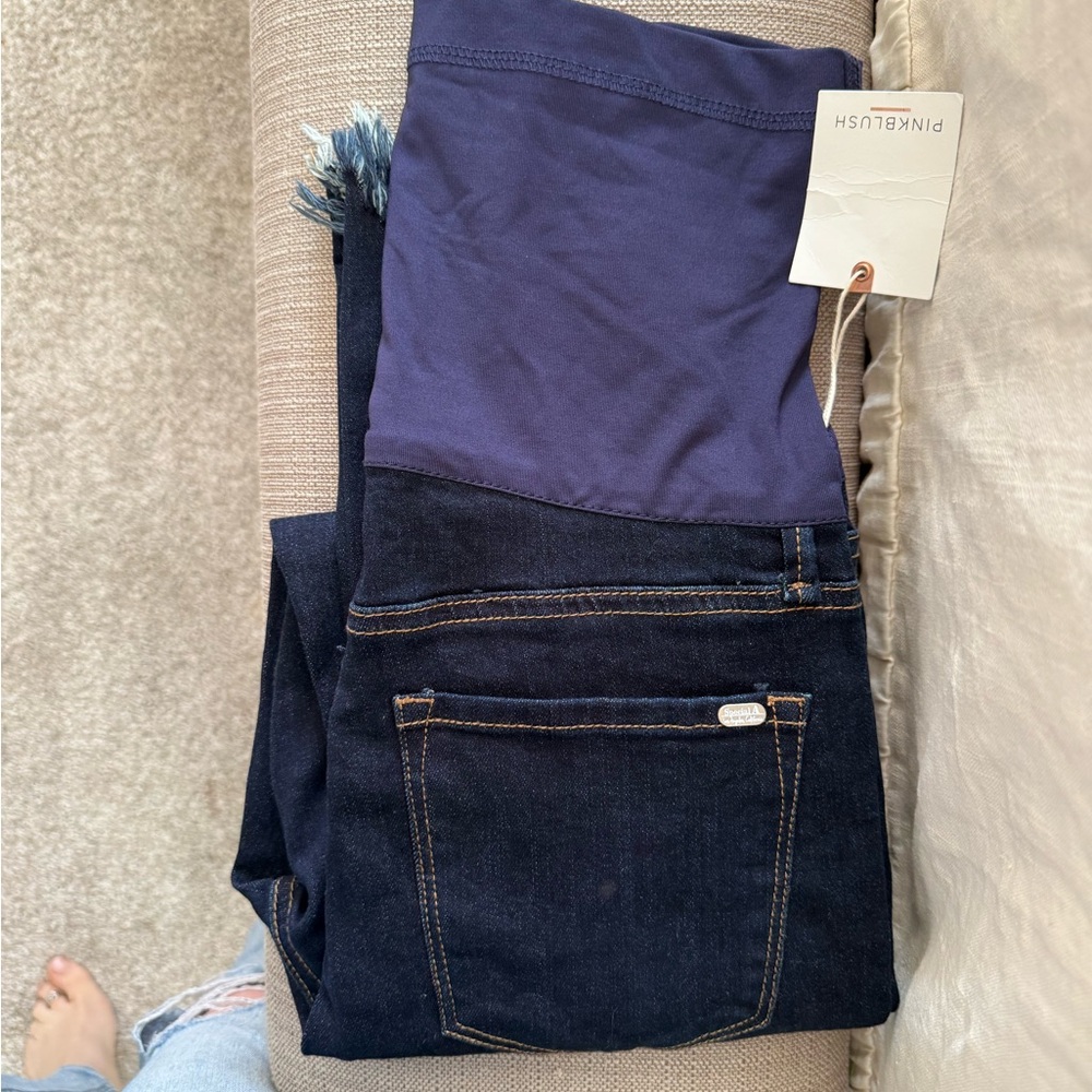 New with tags NWT PinkBlush Distress Raw Hem Maternity Jeans 26 waist size 2